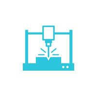 CNC Machine Icon. Isolated on white background. Blue icon set. vector
