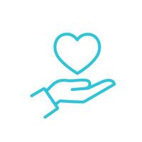 Care with a Gentle Heart. Isolated on white background. Blue icon set. vector