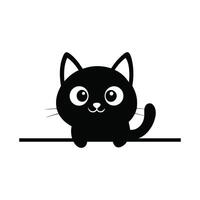 Cat Face Silhouette with Peeking Expression vector