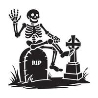 Dark Skull on a Tombstone Design vector