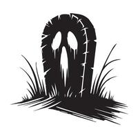Spooky Silhouette of a Tombstone Scene vector