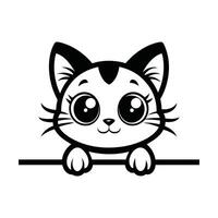 Cat Face Silhouette Illustration with a Cute Clipart Design vector