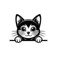 Elegant Cat Peeking Face Silhouette for Unique Clipart vector
