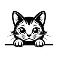 Cute Cat Peeking Face Illustration with a Simple Silhouette Look vector