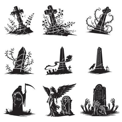 Creepy Tombstone Silhouette at Night Bundle