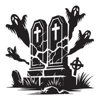 Ghostly Tombstone in the Dark vector