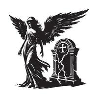 Creepy Shadows on a Grave Marker vector