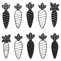Set of Black and White Carrot Icons simple vector