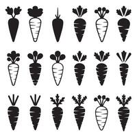 Set of Black and White Carrot Icons vector