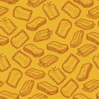 Sandwich seamless pattern sketch hand drawn outline illustration vector