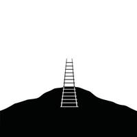 Ladder on Hill Silhouette Representing Climbing Towards Success vector