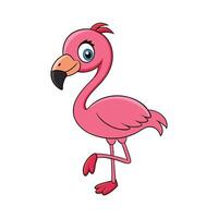 A Kawai Style Cartoon Flamingo vector