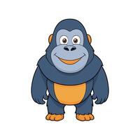 A Cute and Cheerful Cartoon Gorilla with Big Eyes on a White Background vector