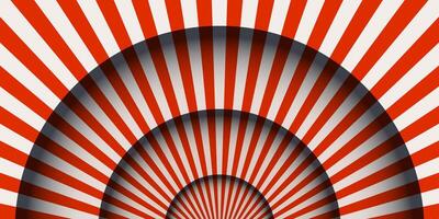 Paper cut circus stage with striped red and white lines curtains background. Papercut layers with stripe pattern. vector