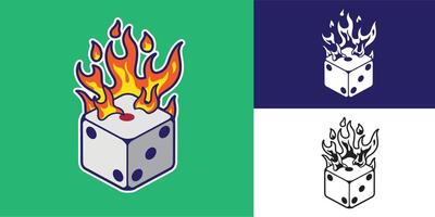 set of dice with flames good for sticker, logo, symbol, element design, etc vector