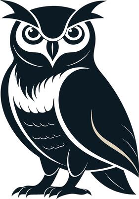 Owl Silhouette Featuring Stylish Feathers