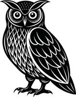 Silhouette of a Bird Owl with Feather Details vector