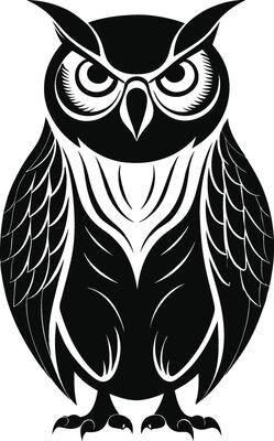 Decorative Owl Silhouette with Feather Details