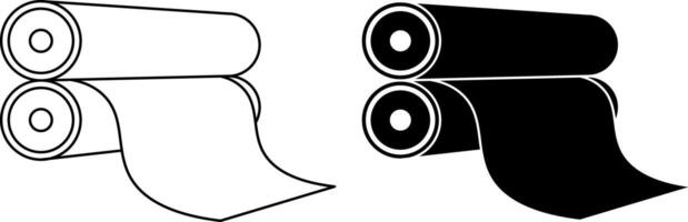 outline silhouette Printing roller Flexography icon set vector