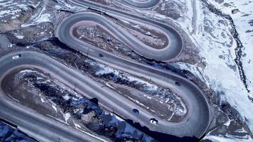 Awe Scenic Curves Road in Andes Mountains Santiago in Chile . Car Mountains. video