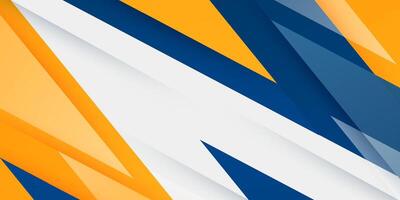 Abstract bright blue and yellow triangle on white background color geometric modern design. Overlap papercut futuristic background. vector