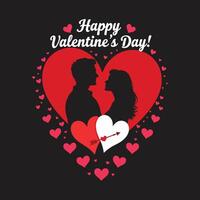 Happy Valentine's Day with Red Heart Design vector