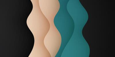 Abstract 3D wave art background design with dark black, green, and brown combination for design. vector
