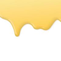Melted butter or cheese pouring on white square background graphic illustration have blank space. vector