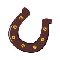 brown horseshoe with golden bolts, simple graphic style, isolated on a white background, symbol of luck vector