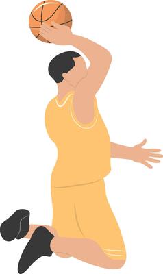 Man Play Basketball in Shoot Gesture