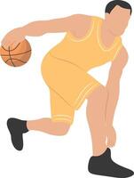 Young Guy Play Basketball in Dribble Gesture vector