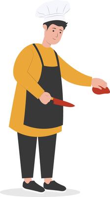 Young Man Chef with Yellow Uniform