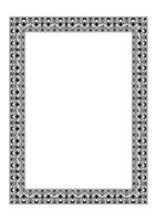 Black rectangular Vertical floral european national pattern frame. Ethnic rectangular ornament of Ancient Greece, Roman Empire, India. For invitations, diploma, engraving, embroidery, certificate. A4 vector