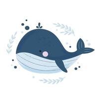 Cute amusing whale illustration vector