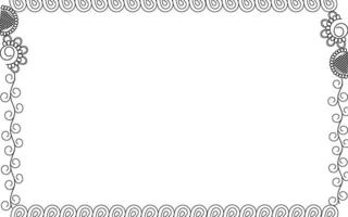 A black and white frame with swirls and swirls vector
