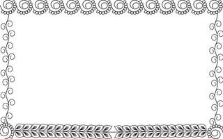 A black and white drawing of a frame with a scroll pattern vector