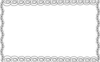 A black and white drawing of a frame with swirls vector