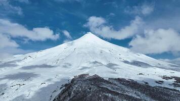 Aerial Landscape of Villarrica Vulcan at Villarrica in Los Rios Chile . Snow Environment. video