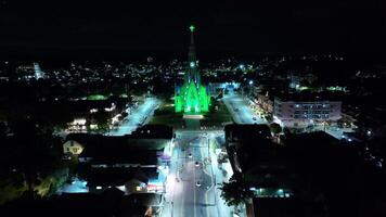 Awe Illuminated Church at Canela Rio Grande do Sul in Brazil. Skyline Contemporary. video