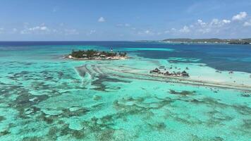 Outside Blue Bay Water in San Andres Caribbean Island in Colombia.. Skyline Background. video