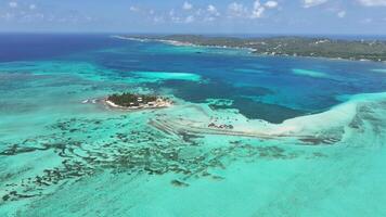Aerial View of Aquarium Island in San Andres Caribbean Island Colombia. Tourists Beach. video