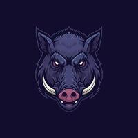 A stylized illustration of a wild boar's head, showcasing its powerful presence and aggressive features. vector