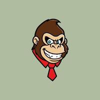 A cartoon illustration of a smiling gorilla wearing a red shirt and tie a playful yet professional mascot design vector
