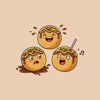 A whimsical illustration of three balls with human like faces expressing different emotions happy surprised and scared vector