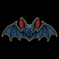 A stylized illustration of a menacing bat with large wings and sharp teeth suitable for Halloween or mascot designs. vector