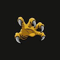 The image showcases a stylized golden claw with prominent sharp talons appearing to reach out, possibly representing a powerful animal or mythical creature. vector
