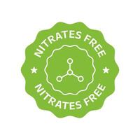 Nitrates free green label with chemical structure, clean design concept vector