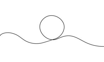 Minimalist continuous one line drawing of black circle. Round frame sketch outline on white background vector