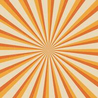 Retro sunburst pattern with orange and cream radial lines vector