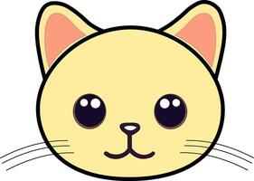 Cute cartoon kitten face icon with playful expression, perfect for pet-themed designs, children's graphics, and adorable branding across digital and print platforms. vector